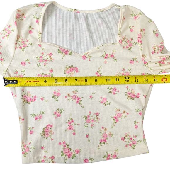 Shein Cottagecore V-Scoop Neck Floral Top | Women's XS - Picture 4 of 6